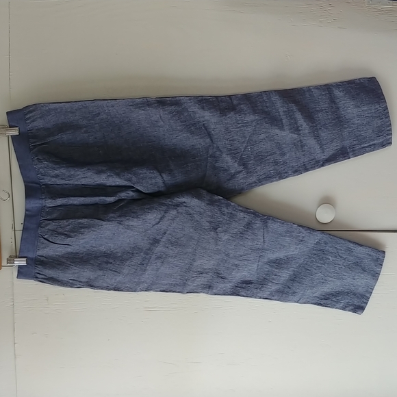 J. Jill Love Linen Cropped Straight Leg Pants Blue SZ M Petite - Picture 9 of 9